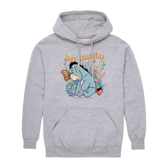 Winnie The Pooh - Eeyore Butterfly Flowers Men's Graphic Fleece Pullover Hoodie
