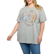 Winnie The Pooh Eeyore T-Shirt Botanical Tigger Piglet Gray (Women's Plus)