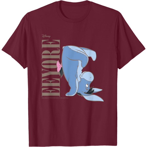 Winnie The Pooh - Eeyore Upside Down T-Shirt for Men Women, Maroon Color, Size 5XL