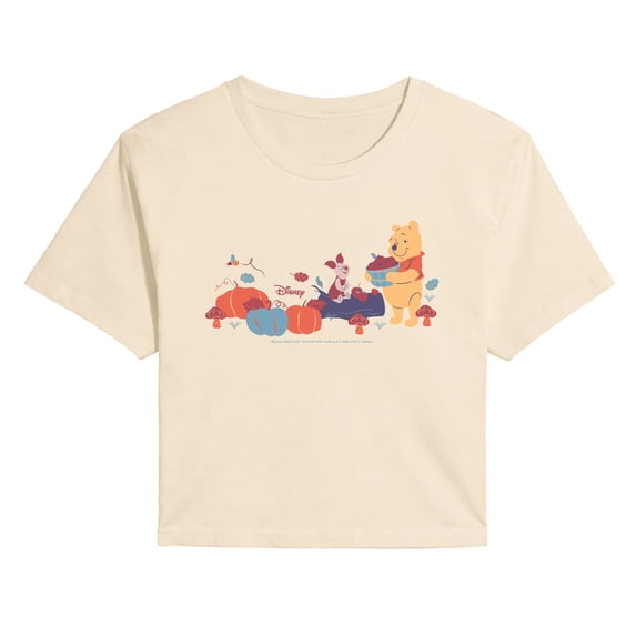 Winnie The Pooh - Fall - Juniors Cropped Graphic T-Shirt
