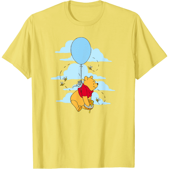 Winnie The Pooh Floating Balloon Honey Pot Poster Unisex Softstyle T-Shirt for Men Women Kids,Cornsilk Color,Size L