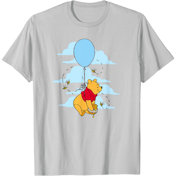 Winnie The Pooh Floating Balloon Honey Pot Poster Unisex Softstyle T-Shirt for Men Women Kids,Ice Grey Color,Size 2XL