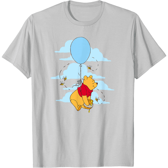 Winnie The Pooh Floating Balloon Honey Pot Poster Unisex Softstyle T-Shirt for Men Women Kids,Ice Grey Color,Size XL