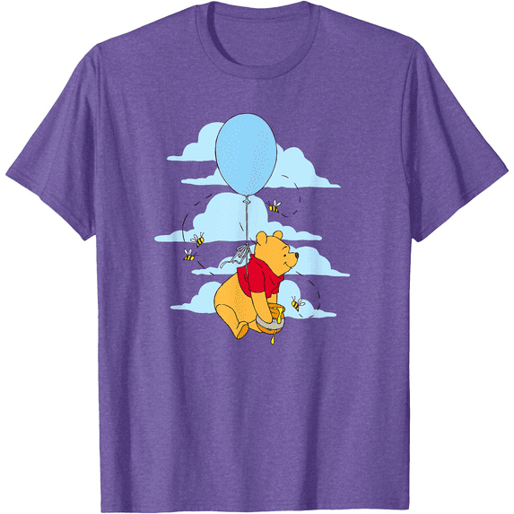 Winnie The Pooh Floating Balloon Honey Pot Poster Unisex Softstyle T-Shirt for Men Women Kids,Purple Heather Color,Size M