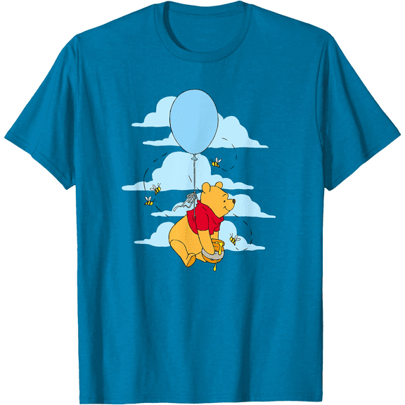 Winnie The Pooh Floating Balloon Honey Pot Poster Unisex Softstyle T-Shirt for Men Women Kids,Sapphire Color,Size L