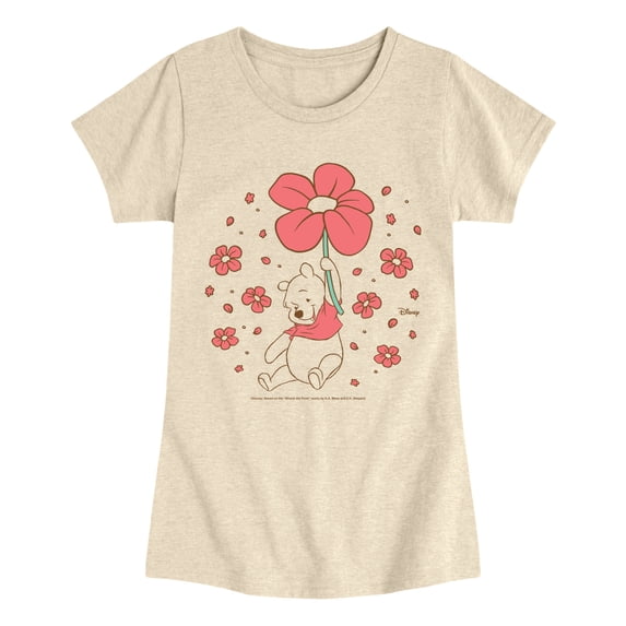 Winnie The Pooh - Floating Flower Fitted Short Sleeve Graphic T-Shirt