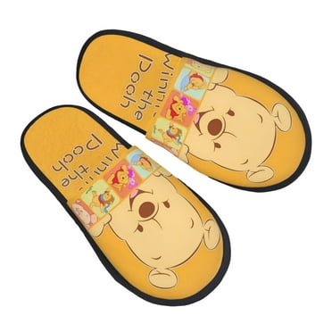 Winnie The Pooh Furry Slippers For Men Women Fuzzy House Slippers Winter Anti-Slip Indoor And Outdoor Slip On Shoes Medium