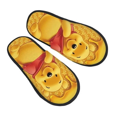 Winnie The Pooh Furry Slippers For Men Women Fuzzy House Slippers Winter Anti-Slip Indoor And Outdoor Slip On Shoes Medium