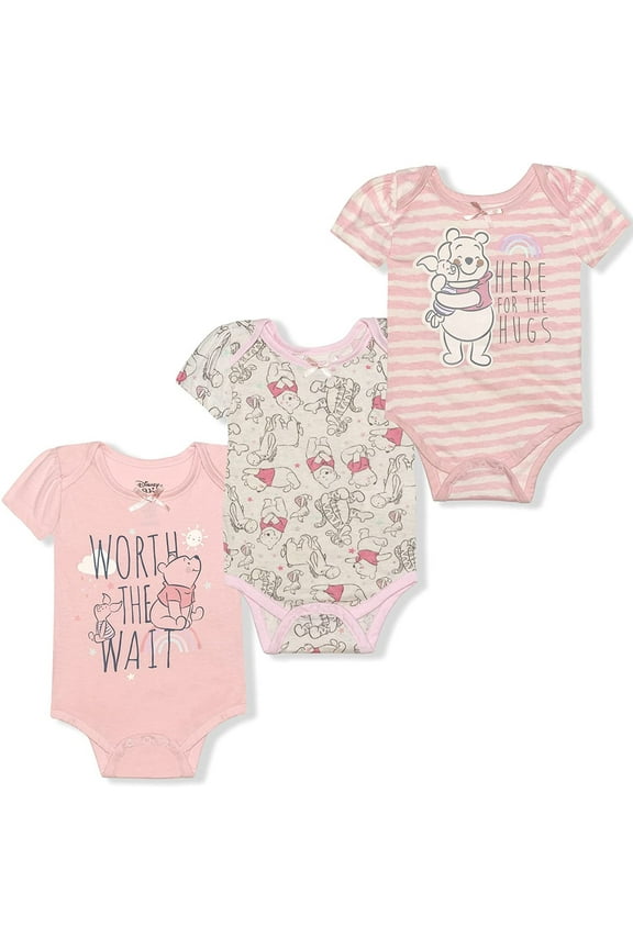 Girls 3 Pack Character Onesie, Newborn