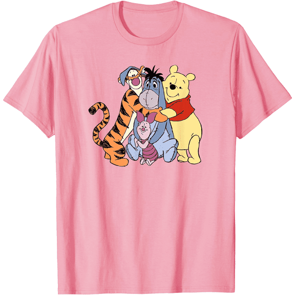 Winnie The Pooh Group Hug Unisex Softstyle T-Shirt for Men Women Kids,Light Pink Color,Size YM