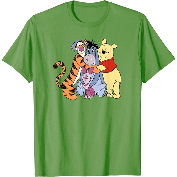Winnie The Pooh Group Hug Unisex Softstyle T-Shirt for Men Women Kids,Lime Color,Size M