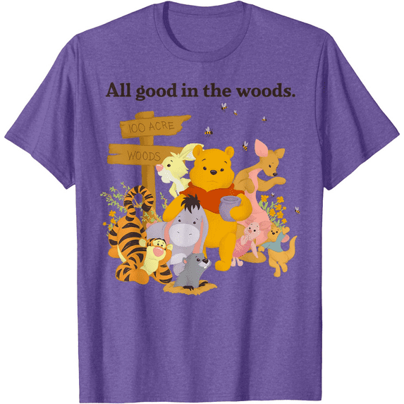 Winnie The Pooh Group Shot All Good In The Woods Unisex Softstyle T-Shirt for Men Women Kids,Purple Heather Color,Size 3XL