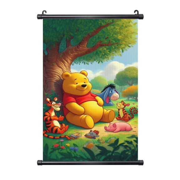 Winnie The Pooh Hanging Poster Prints Canvas PVC Scroll Shaft Wall Art Painting Wall Banner Artwork Decor for Home Living Room Bedroom 16"X24"