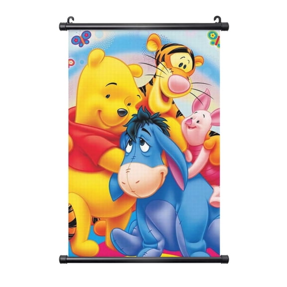 Winnie The Pooh Hanging Poster Prints Canvas PVC Scroll Shaft Wall Art Painting Wall Banner Artwork Decor for Home Living Room Bedroom 16"X24"