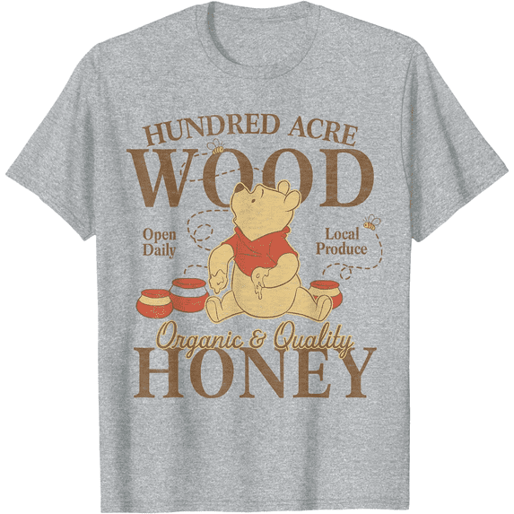 Winnie The Pooh Hundred Acre Wood Pooh Organic Honey Unisex Softstyle T-Shirt for Men Women Kids,Sport Grey Color,Size 2XL