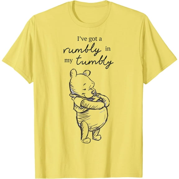 Winnie The Pooh I've Got A Rumbly In My Tumbly Logo T-Shirt for Men Women, Cornsilk Color, Size S