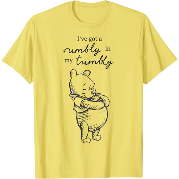 Winnie The Pooh I've Got A Rumbly In My Tumbly Logo T-Shirt for Men Women, Cornsilk Color, Size XL