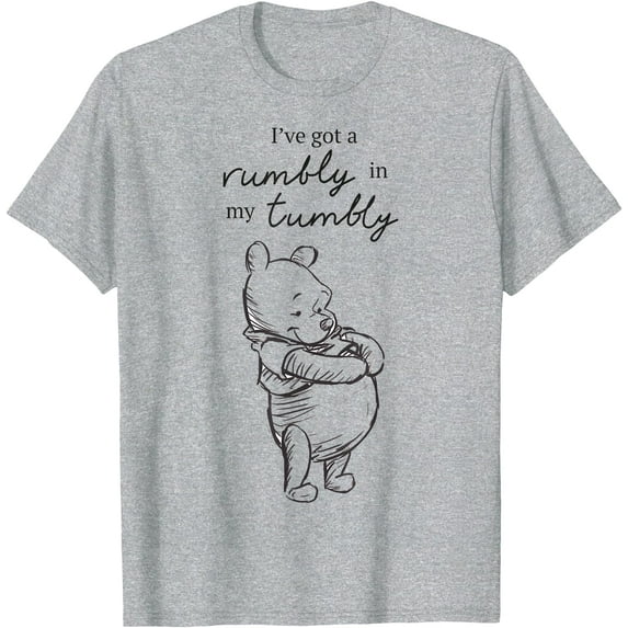 Winnie The Pooh I've Got A Rumbly In My Tumbly Logo T-Shirt for Men Women, Sport Grey Color, Size S