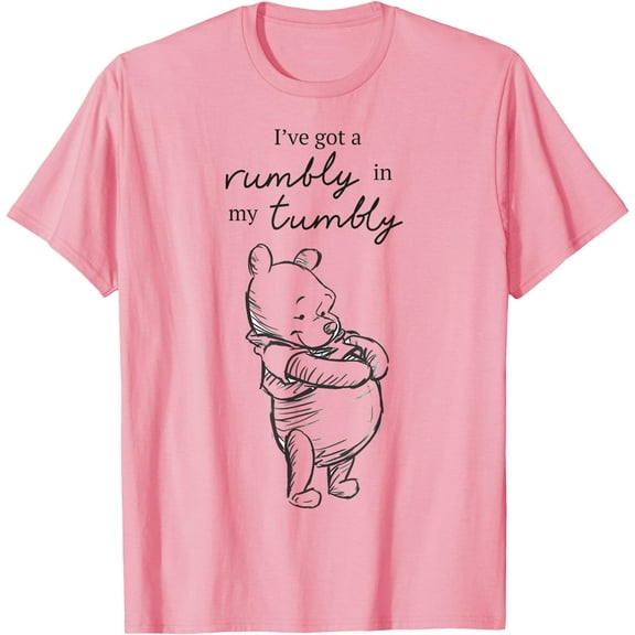 Winnie The Pooh I've Got A Rumbly In My Tumbly Logo Unisex Softstyle T-Shirt for Men Women Kids,Light Pink Color,Size M
