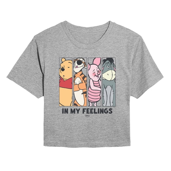 Winnie The Pooh - In My Feelings - Juniors Cropped Short Sleeve Graphic T-Shirt