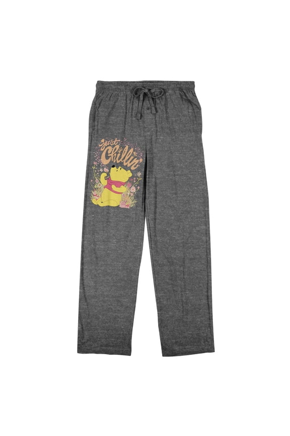 Winnie The Pooh Just Chillin Pooh Bear on Athletic Gray Adult Sleep Pant-XL