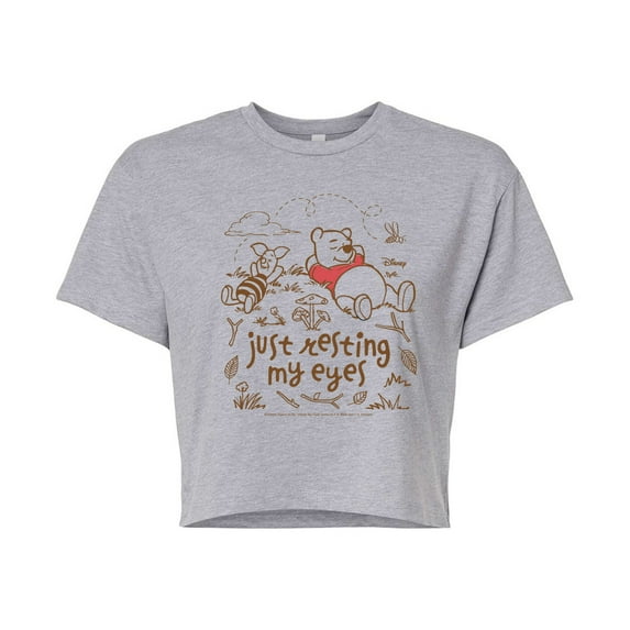 Winnie The Pooh - Just Resting My Eyes - Juniors Cropped Short Sleeve Graphic T-Shirt