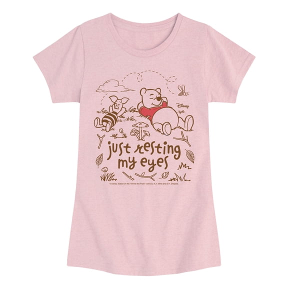 Winnie The Pooh - Just Resting My Eyes - Youth Girls Fitted Short Sleeve T-Shirt