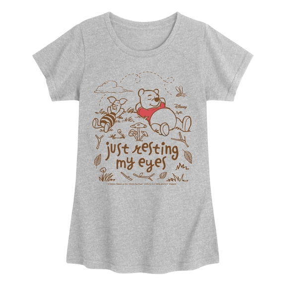 Winnie The Pooh - Just Resting My Eyes - Youth Girls Fitted Short Sleeve T-Shirt