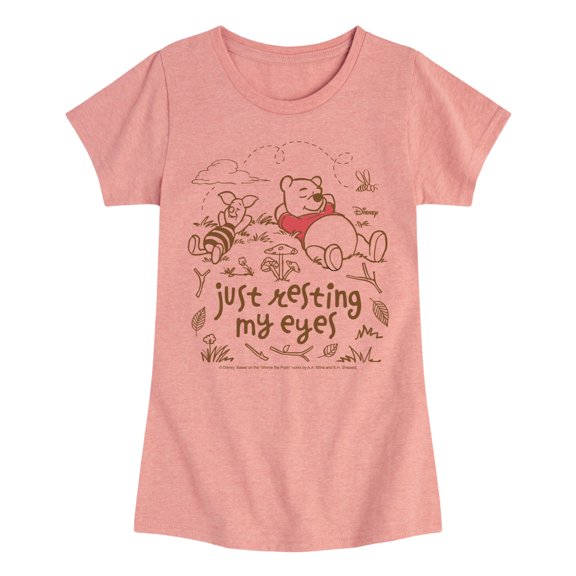 Winnie The Pooh - Just Resting My Eyes - Youth Girls Fitted Short Sleeve T-Shirt