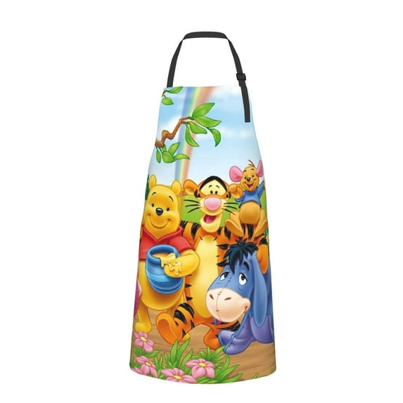 Winnie The Pooh Kitchen Cooking Aprons Adjustable Waterproof Apron Bib Apron with 2 Pockets for Men Women Chef