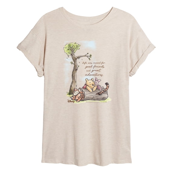 Winnie The Pooh - Life Was Meant For Good Friends - Juniors Oversized Graphic T-Shirt