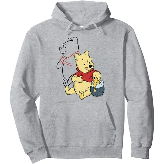 Winnie The Pooh Line Art Portrait Pullover Hoodie for Men Women Kids,Royal Blue Color,Size YL