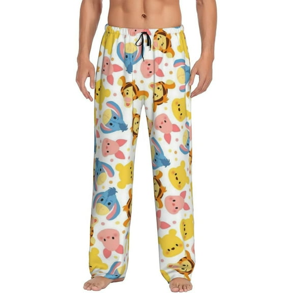 Winnie The Pooh Men's Pajama Pant Soft Comfy Lounge Pj Bottoms Loose Elastic Waistband Adult Sleep Pants with Pockets Drawstring