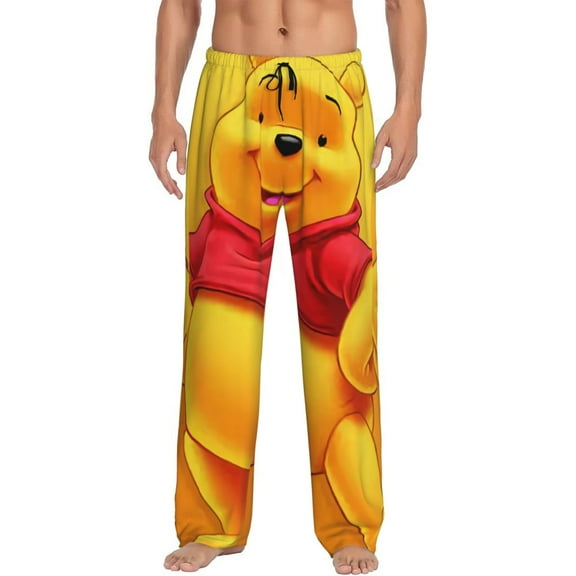 Winnie The Pooh Men's Pajama Pant Soft Comfy Lounge Pj Bottoms Loose Elastic Waistband Adult Sleep Pants with Pockets Drawstring