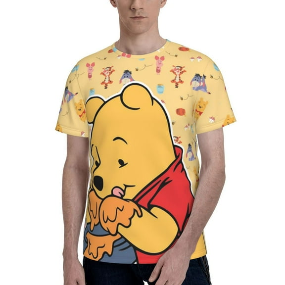 Winnie The Pooh Men's T-Shirt Graphic Print Crew Neck Unisex Short Sleeve Hip Hop Adults Tees Top Streetwear