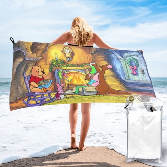 Winnie The Pooh Microfiber Beach Towel Oversized Lightweight Quick Dry Sand Free Large Towels for Swimming Pool Camping Beach Accessories Travel Things for Vacation Essentials Gift