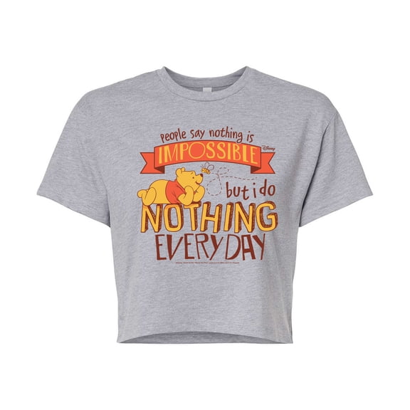 Winnie The Pooh - Nothing Is Impossible - Juniors Cropped Short Sleeve Graphic T-Shirt