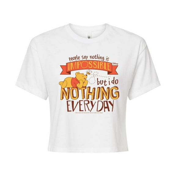 Winnie The Pooh - Nothing Is Impossible - Juniors Cropped Short Sleeve Graphic T-Shirt