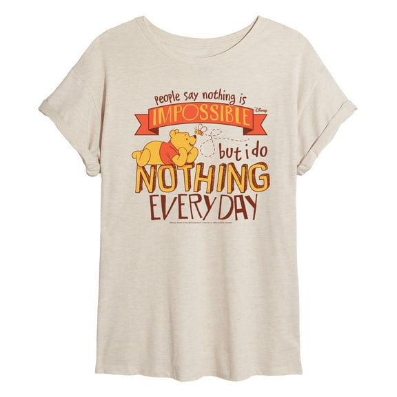 Winnie The Pooh - Nothing Is Impossible - Womens Oversized Graphic T-Shirt