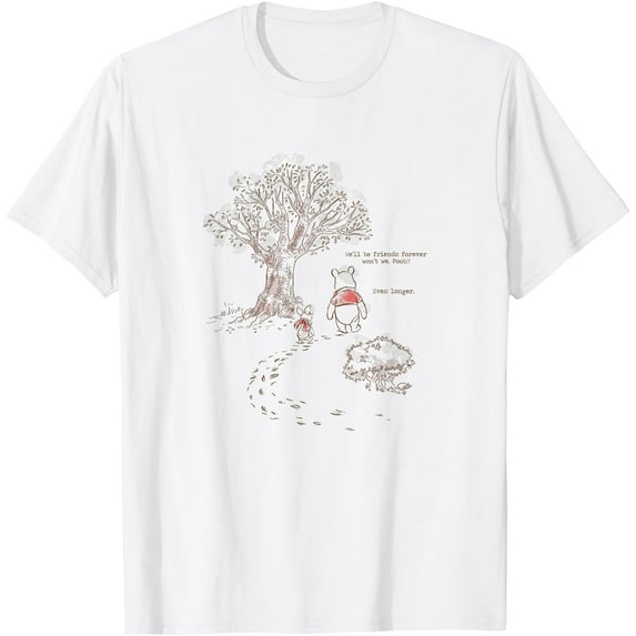 Winnie The Pooh & Piglet Always Friends Forever T-Shirt for Men Women, White Color, Size S