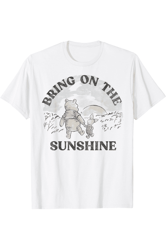 Winnie The Pooh Piglet And Pooh Bring On The Sunshine Unisex Softstyle T-Shirt for Men Women Kids,White Color,Size YXS