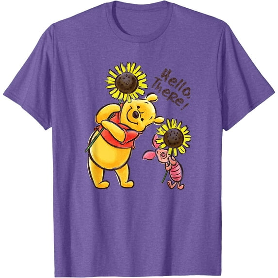 Winnie The Pooh & Piglet Hello There! Sunflowers Unisex Softstyle T-Shirt for Men Women Kids