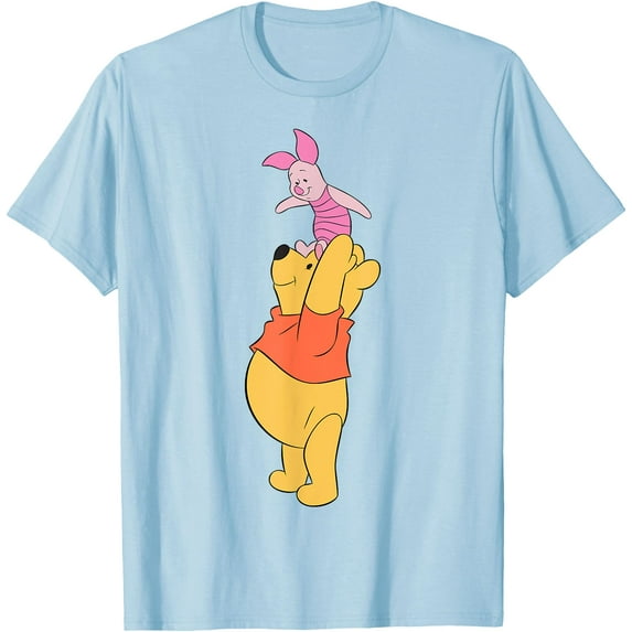 Winnie The Pooh & Piglet True Friends Portrait Unisex Softstyle T-Shirt for Men Women Kids,Light Blue Color,Size L
