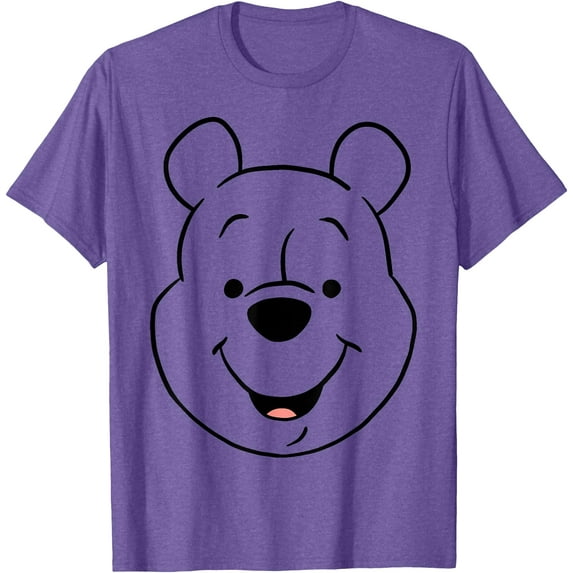 Winnie The Pooh Pooh Bear Large Face Unisex Softstyle T-Shirt for Men Women Kids,Purple Heather Color,Size YL