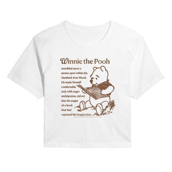 Winnie The Pooh - Pooh Book - Juniors Cropped Graphic T-Shirt