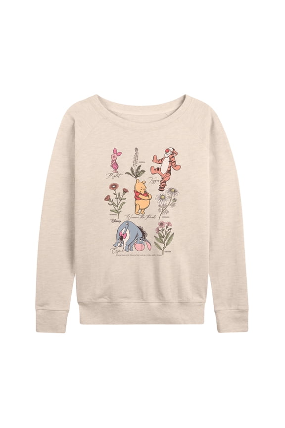 - Pooh Friends Floral - Women's French Terry Long Sleeve Pullover