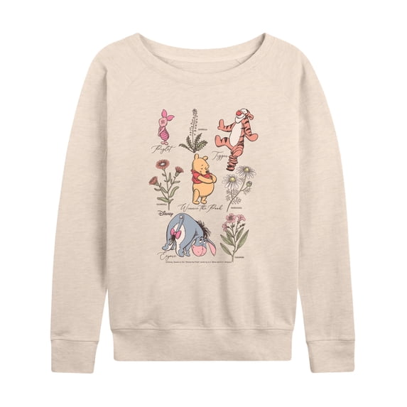 Winnie The Pooh - Pooh Friends Floral - Women's French Terry Long Sleeve Pullover