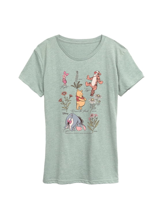 - Pooh Friends Floral Women's Short Sleeve Graphic T-Shirt