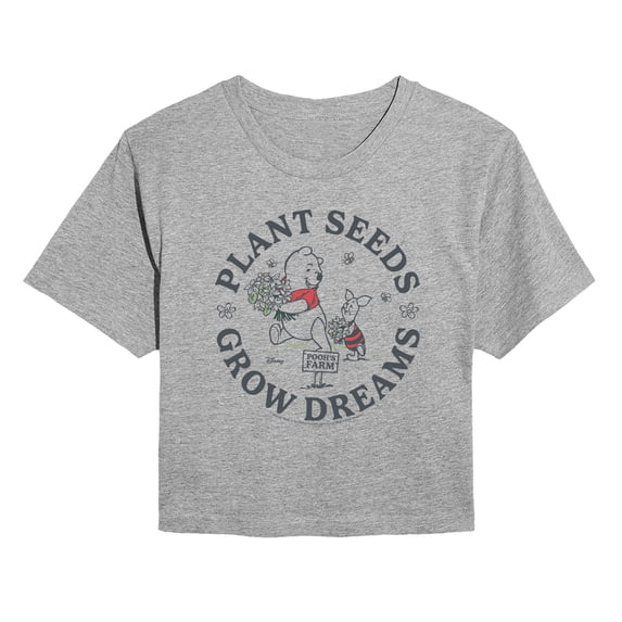 Winnie the Pooh - Plant Seeds Grow Dreams - Juniors Cropped Graphic T-Shirt