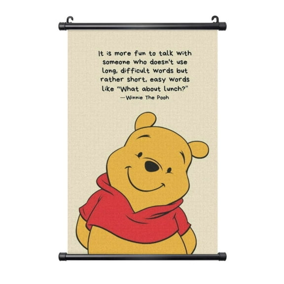 Winnie The Pooh Poster Plastic Shaft Wall Hanging Banner Artwork Canvas Wall Art Painting Decor For Home Living Room Bedroom Office 16"X24"